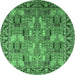 Round Oriental Emerald Green Industrial Rug, urb2151emgrn