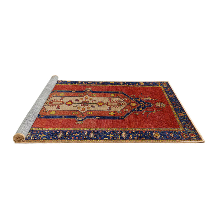 Sideview of Machine Washable Industrial Modern Red Rug, wshurb2152
