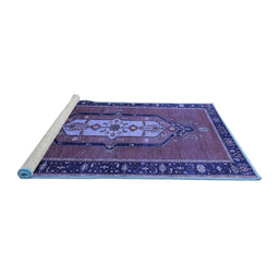 Sideview of Machine Washable Oriental Blue Industrial Rug, wshurb2152blu
