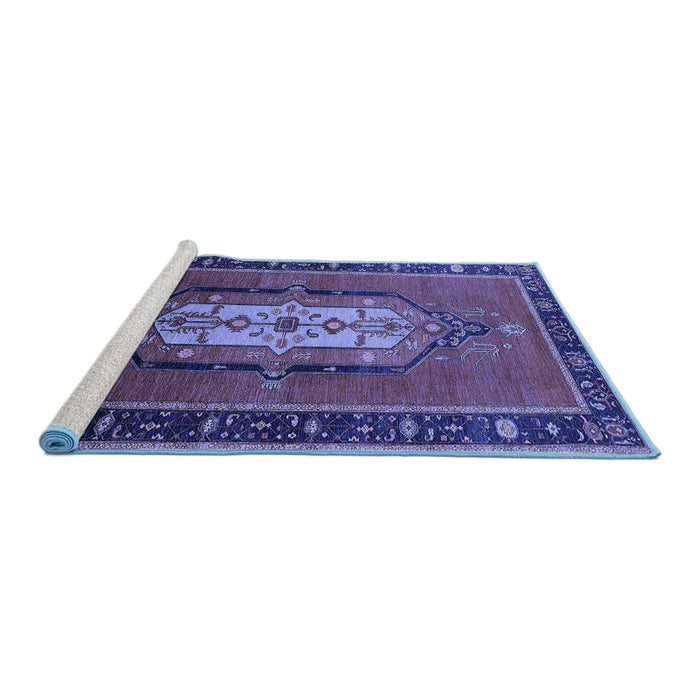 Sideview of Machine Washable Oriental Blue Industrial Rug, wshurb2152blu