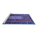 Sideview of Machine Washable Oriental Blue Industrial Rug, wshurb2152blu