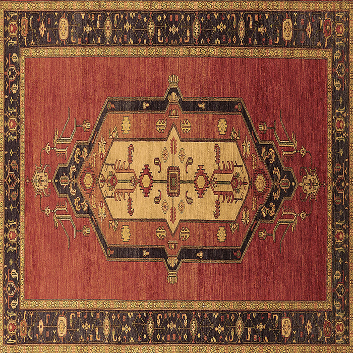 Square Machine Washable Oriental Brown Industrial Rug, wshurb2152brn