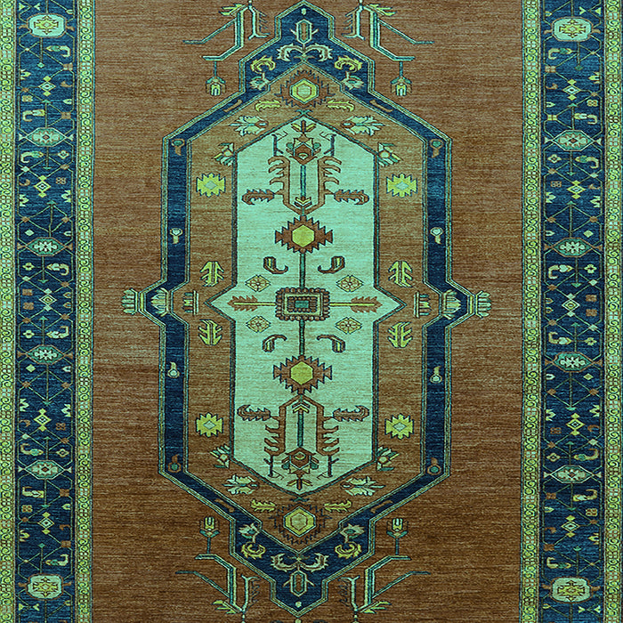 Machine Washable Oriental Turquoise Industrial Area Rugs, wshurb2152turq