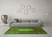 Machine Washable Oriental Green Industrial Area Rugs in a Living Room,, wshurb2152grn