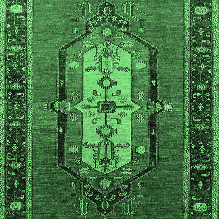 Machine Washable Oriental Emerald Green Industrial Area Rugs, wshurb2152emgrn