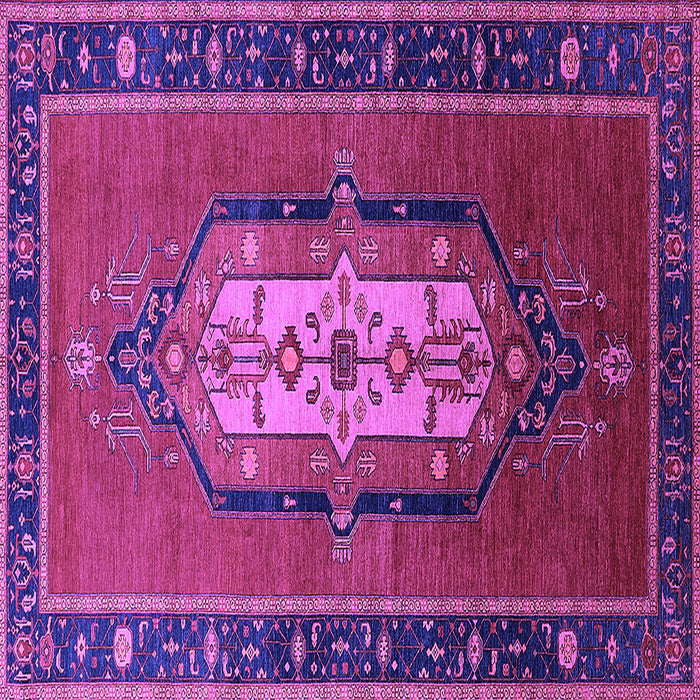 Square Machine Washable Oriental Purple Industrial Area Rugs, wshurb2152pur