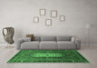 Machine Washable Oriental Emerald Green Industrial Area Rugs in a Living Room,, wshurb2152emgrn