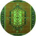 Round Oriental Green Industrial Rug, urb2152grn