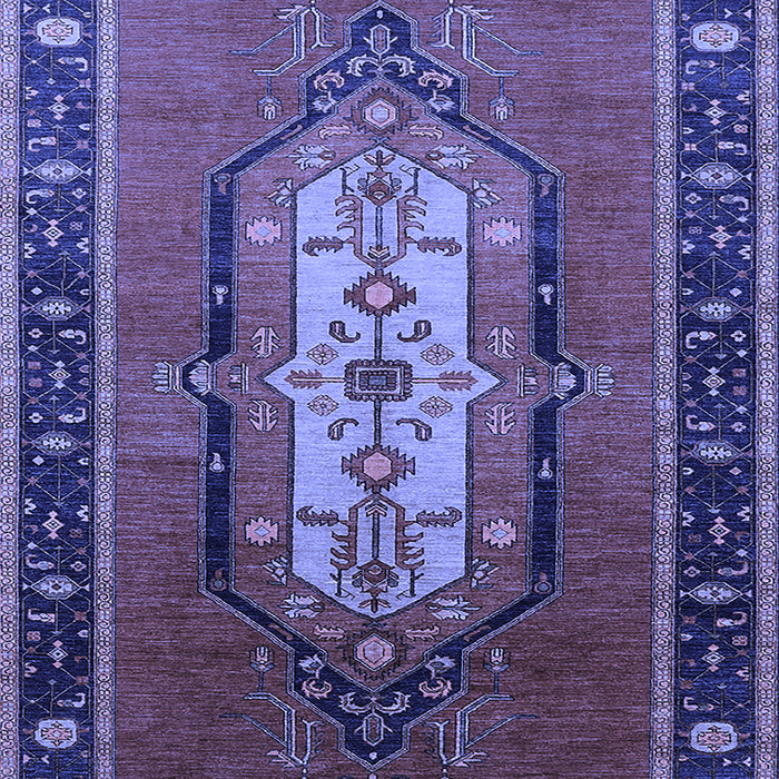 Machine Washable Oriental Blue Industrial Rug, wshurb2152blu