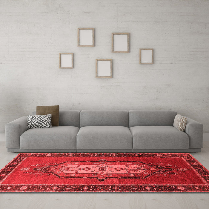 Industrial Red Washable Rugs