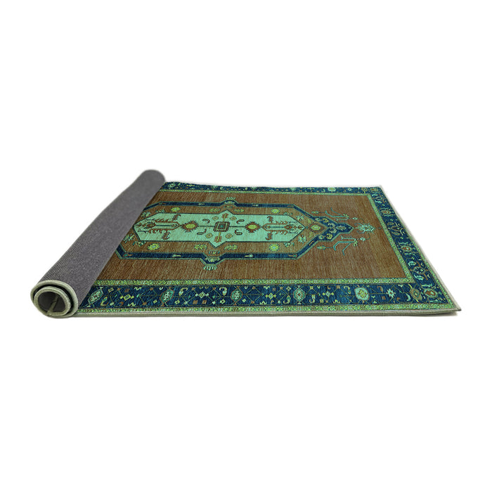 Sideview of Oriental Turquoise Industrial Rug, urb2152turq
