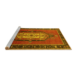 Sideview of Machine Washable Oriental Yellow Industrial Rug, wshurb2152yw