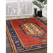 Mid-Century Modern Red Oriental Rug in Family Room, urb2152