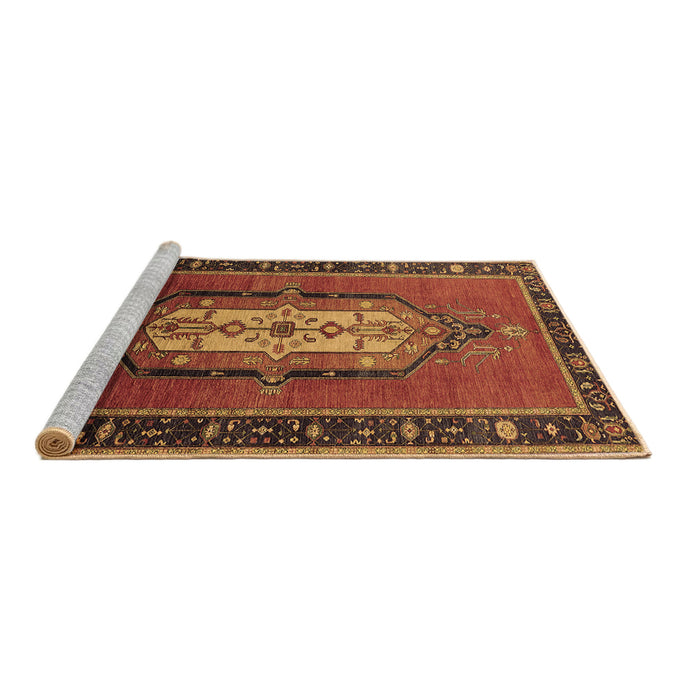 Sideview of Machine Washable Oriental Brown Industrial Rug, wshurb2152brn