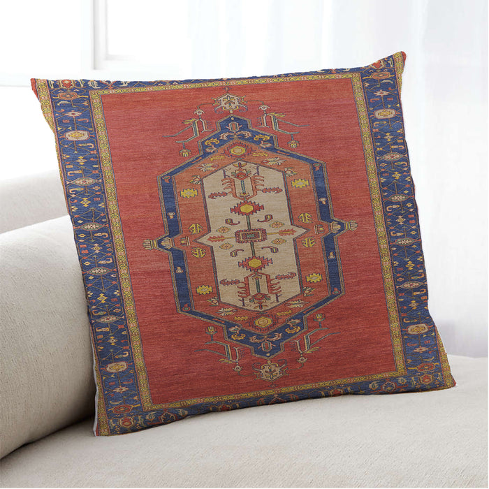 Lifestyle Image of Mid-Century Modern Urban Square Red Throw Pillow, 18 inch by 18 inch, pwurb2152