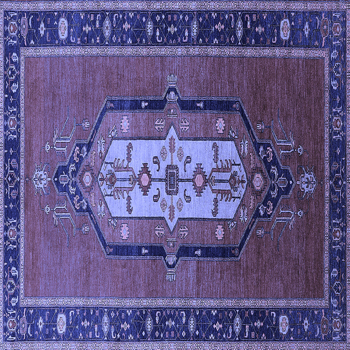Square Machine Washable Oriental Blue Industrial Rug, wshurb2152blu