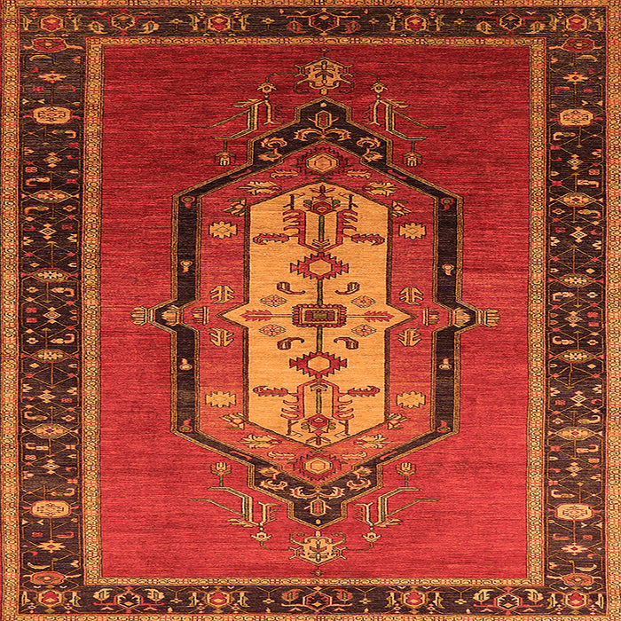 Square Machine Washable Oriental Orange Industrial Area Rugs, wshurb2152org