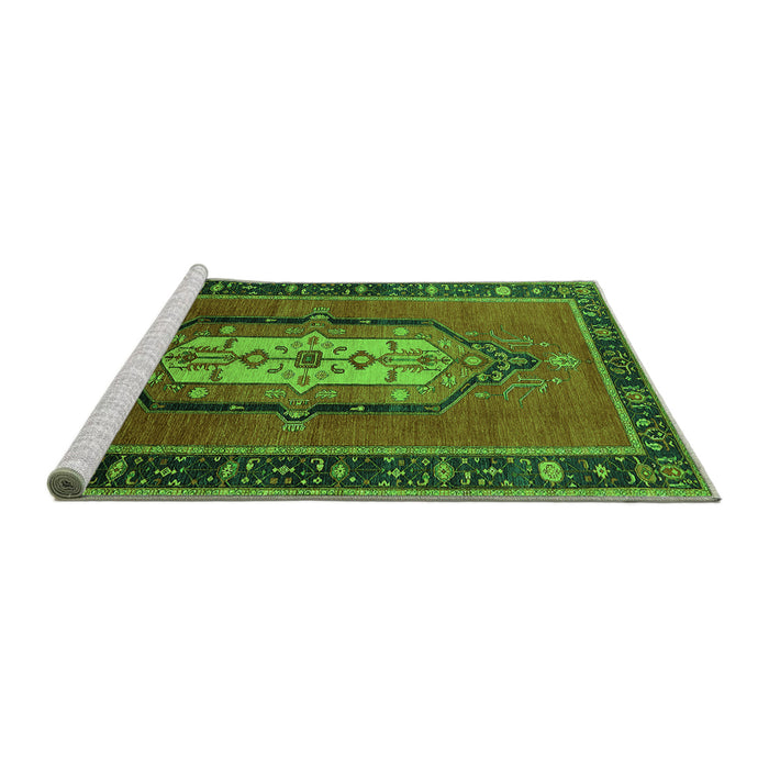 Sideview of Machine Washable Oriental Green Industrial Area Rugs, wshurb2152grn