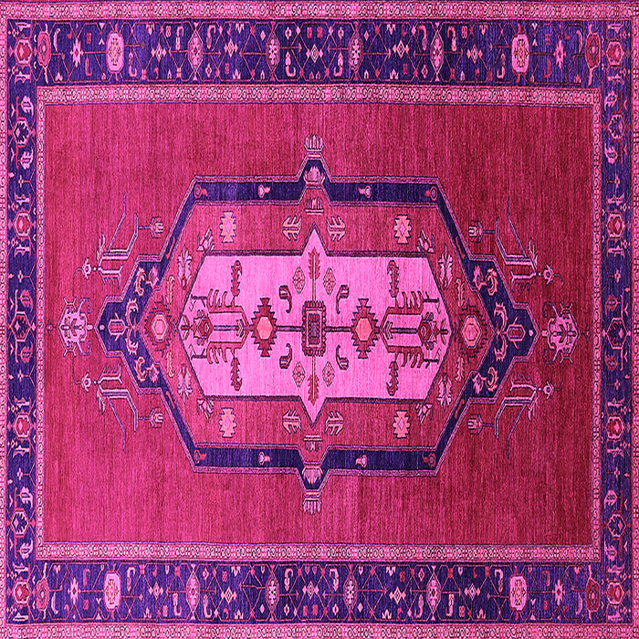 Square Machine Washable Oriental Pink Industrial Rug, wshurb2152pnk