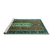 Sideview of Machine Washable Oriental Turquoise Industrial Area Rugs, wshurb2152turq