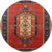 Round Mid-Century Modern Red Oriental Rug, urb2152