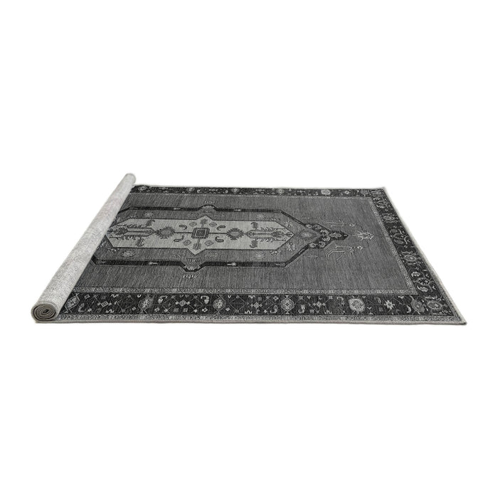 Sideview of Machine Washable Oriental Gray Industrial Rug, wshurb2152gry