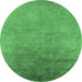 Round Oriental Emerald Green Industrial Rug, urb2153emgrn