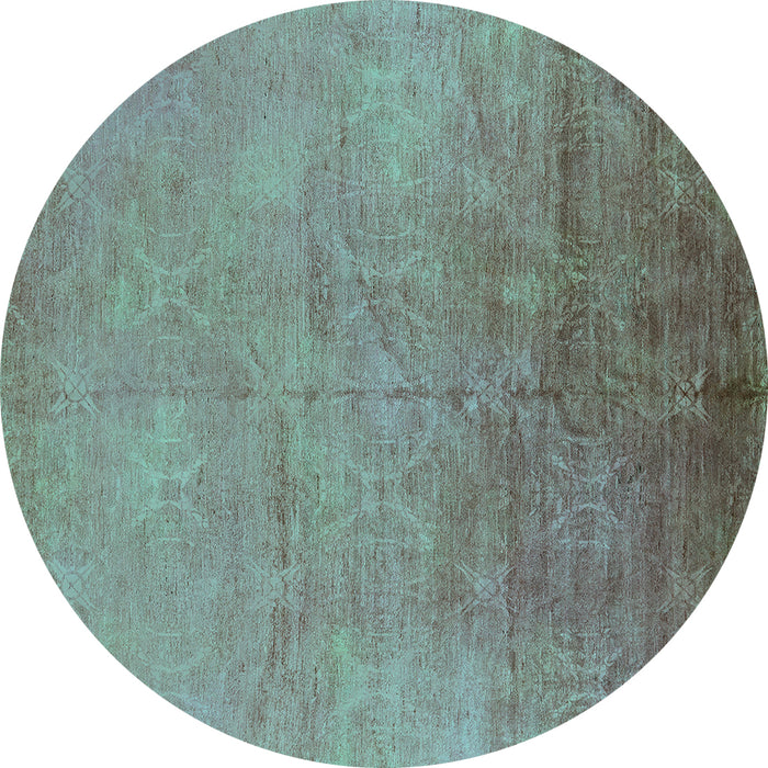 Round Oriental Turquoise Industrial Rug, urb2153turq