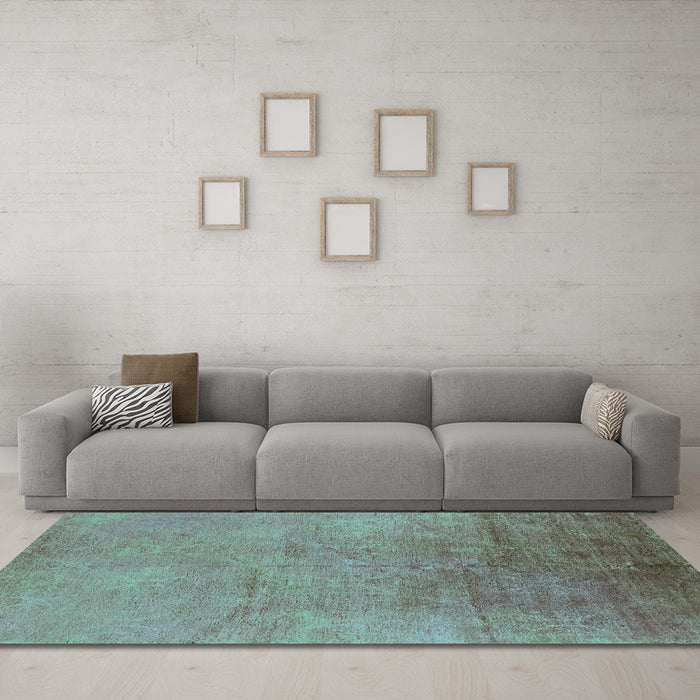 Machine Washable Oriental Turquoise Industrial Area Rugs in a Living Room,, wshurb2153turq