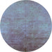 Round Oriental Light Blue Industrial Rug, urb2153lblu