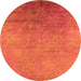 Round Machine Washable Oriental Orange Industrial Area Rugs, wshurb2153org