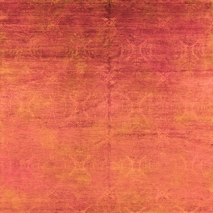Square Machine Washable Oriental Orange Industrial Area Rugs, wshurb2153org