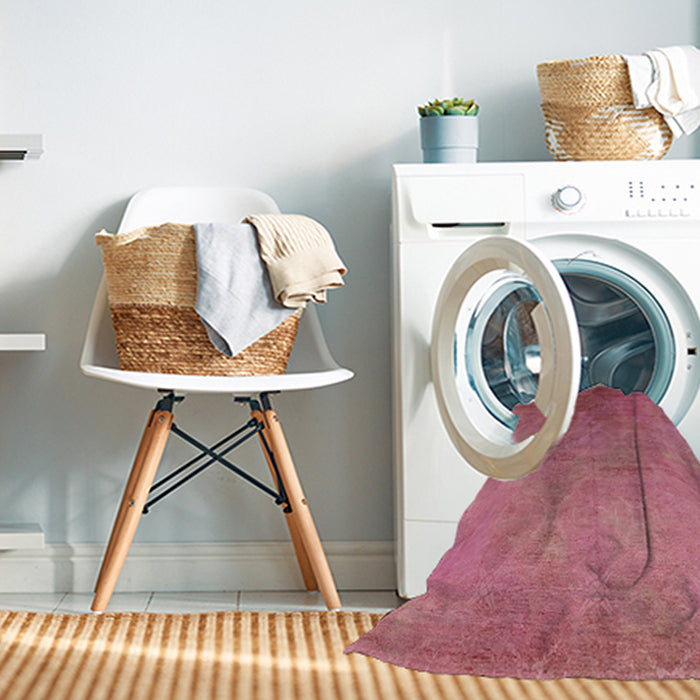 Machine Washable Industrial Modern Red Rug in a Washing Machine, wshurb2153