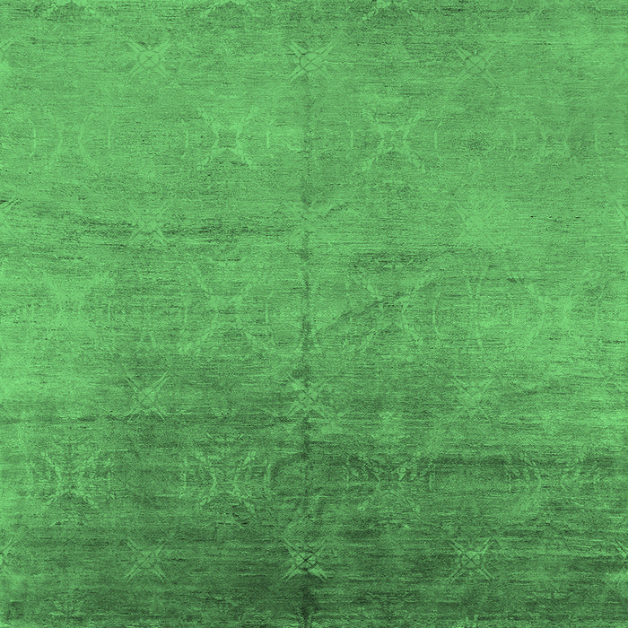 Square Oriental Emerald Green Industrial Rug, urb2153emgrn