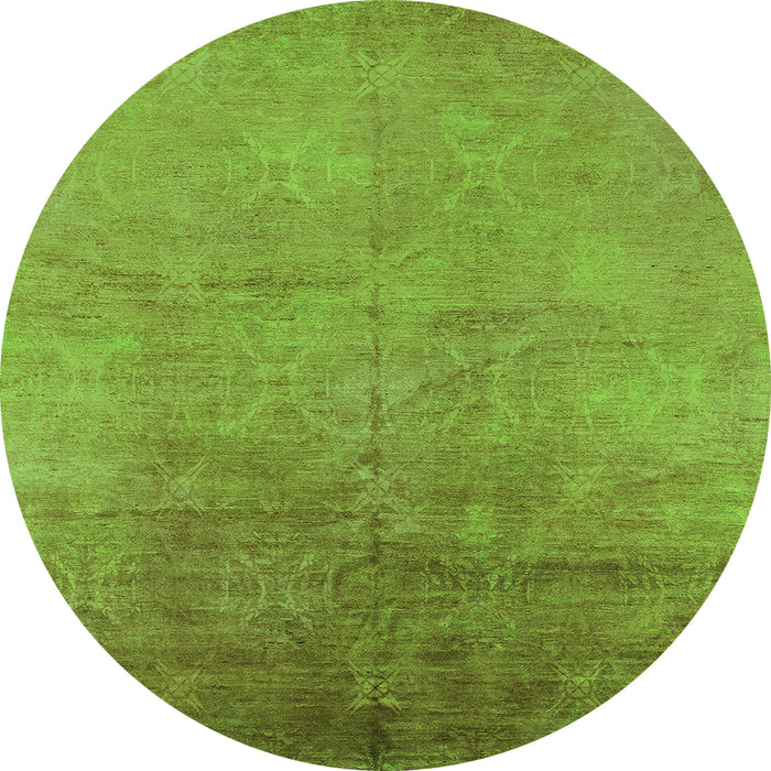 Round Oriental Green Industrial Rug, urb2153grn