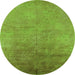 Round Oriental Green Industrial Rug, urb2153grn