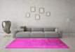 Machine Washable Oriental Pink Industrial Rug in a Living Room, wshurb2153pnk