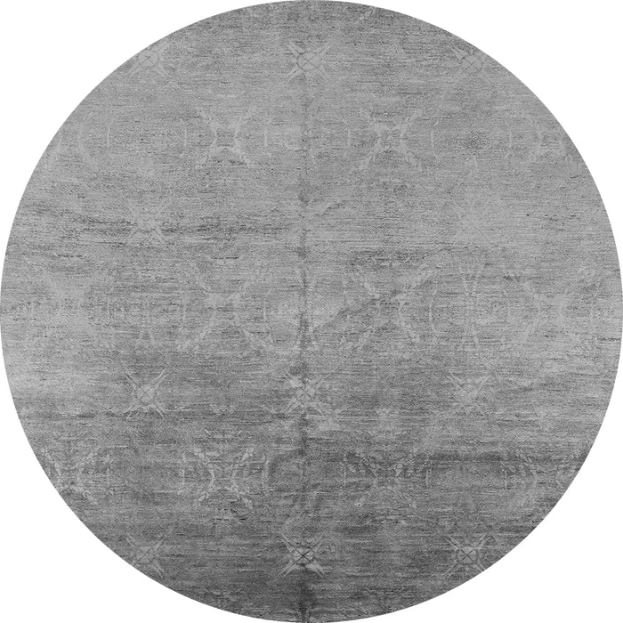 Round Machine Washable Oriental Gray Industrial Rug, wshurb2153gry