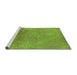 Sideview of Machine Washable Oriental Green Industrial Area Rugs, wshurb2153grn