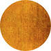 Round Oriental Yellow Industrial Rug, urb2153yw