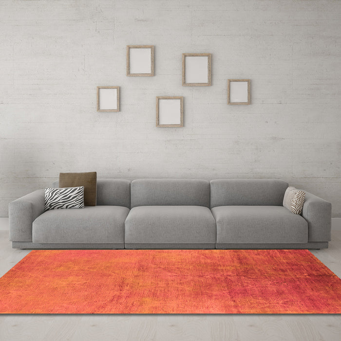 Machine Washable Oriental Orange Industrial Area Rugs in a Living Room, wshurb2153org