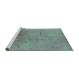 Sideview of Machine Washable Oriental Turquoise Industrial Area Rugs, wshurb2153turq