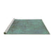 Sideview of Machine Washable Oriental Turquoise Industrial Area Rugs, wshurb2153turq