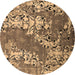 Round Oriental Brown Industrial Rug, urb2154brn