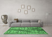 Machine Washable Oriental Emerald Green Industrial Area Rugs in a Living Room,, wshurb2154emgrn