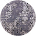 Round Mid-Century Modern Purple Oriental Rug, urb2154