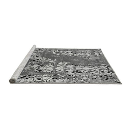 Sideview of Machine Washable Oriental Gray Industrial Rug, wshurb2154gry