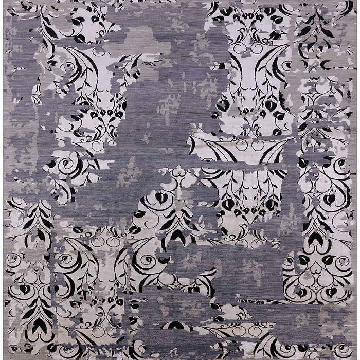 Square Mid-Century Modern Purple Oriental Rug, urb2154