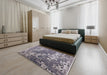 Mid-Century Modern Purple Oriental Rug in a Bedroom, urb2154