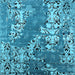 Square Machine Washable Oriental Light Blue Industrial Rug, wshurb2154lblu